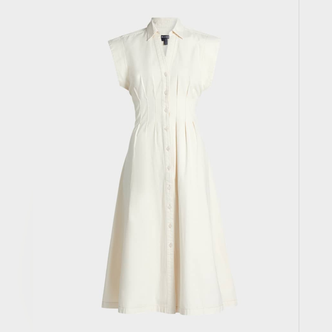 Veronica Beard Ruben Cotton Cap-Sleeve Midi-Shirtdress Suze 8
